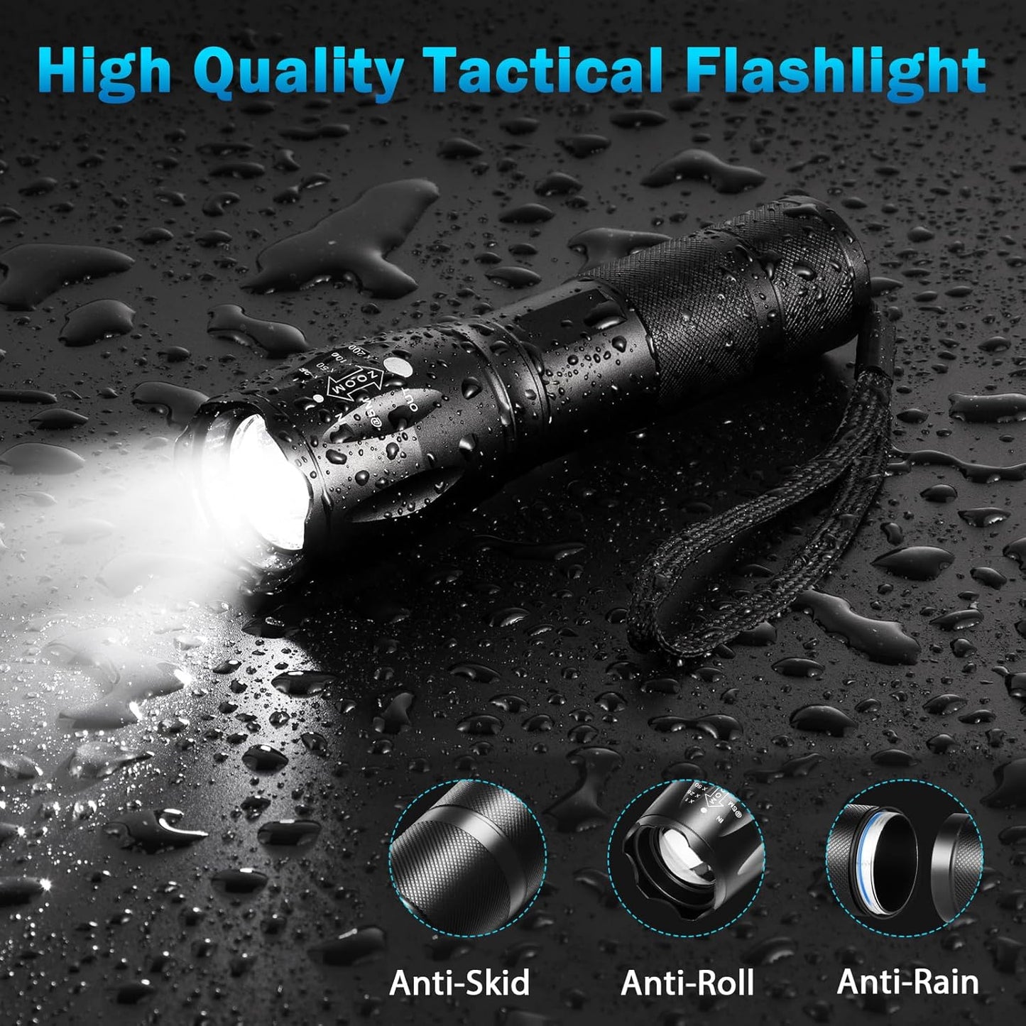 6Pack LED Flashlights High Lumens, 5Mode Tactical Flashlight for Home, Small Flashlights Powerful, Pocket Flashlight Battery Powered, Adjustable Torch Light, Mini Flash Light for Emergencies Camping