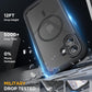 Miracase for iPhone 17 Case 6.3'', Full-Body Bumper Military Drop Protection Outdoor Phone case with Built-in Glass Screen &Camera Control,Easy Installation,No Gap,Compatible with MagSafe,Black