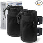 GEARV 2Pack Cup Holder for Bike, Scooter and Wheelchair, Water Bottle Holder for UTV/ATV, Walker, Golf Cart and Beach, Universal Drink Holder Accessories with Net Pocket and Cord Lock (Black)