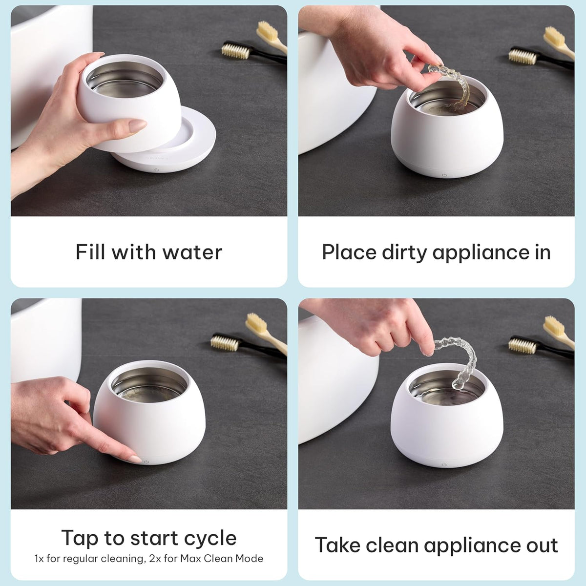 Zima Dental Pod PRO: New Ultrasonic Retainer Cleaner Machine. Market-Leading, Best Aligner Cleaner, Nightguard Cleaner, Mouthguard Cleaner, Denture Cleaner, Ultrasonic Cleaner for Oral Dental Care