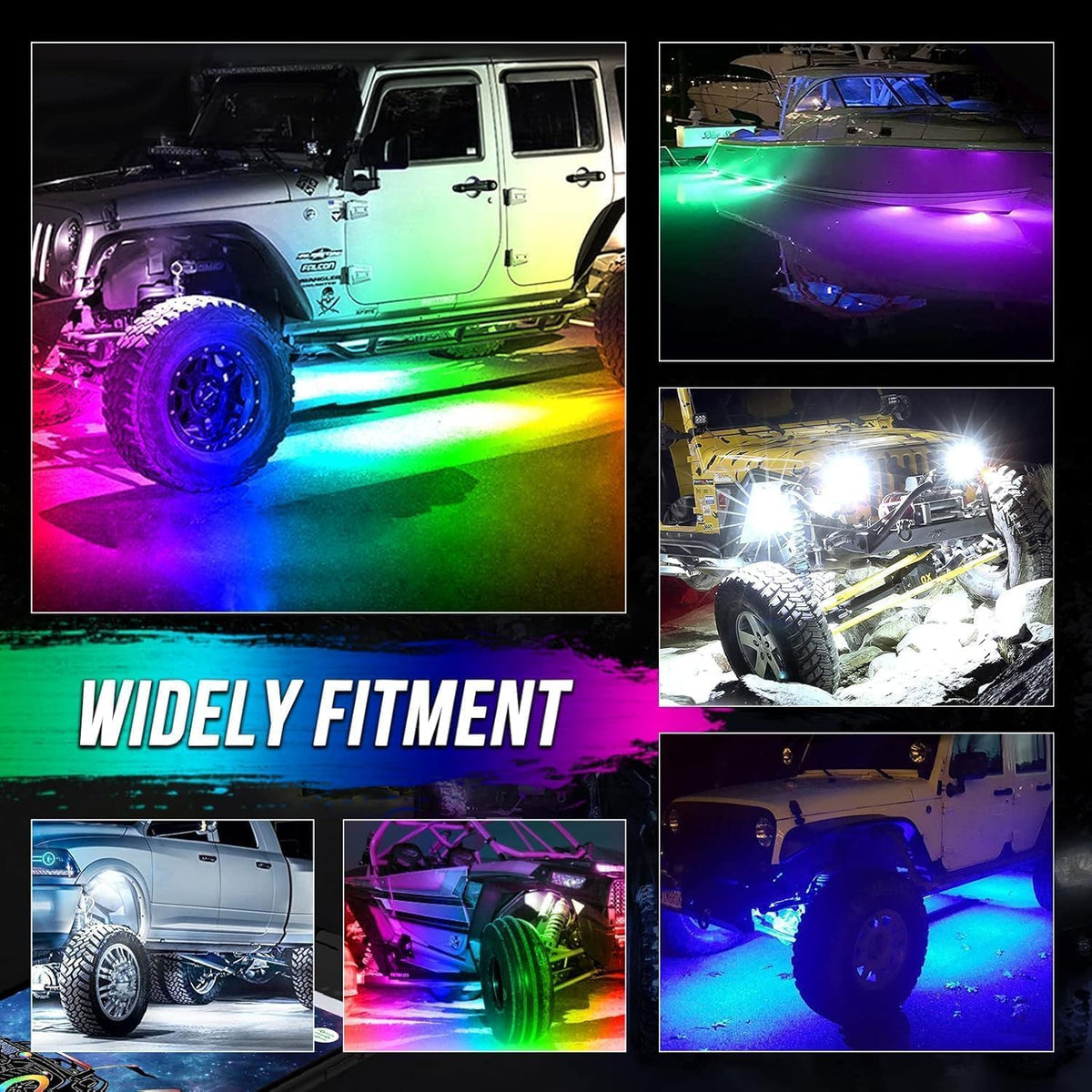 Rock Lights for Trucks, 10 Pods RGB LED Rock Lights with APP/Remote Control & Music Mode, High Bright Multilcolor Waterproof IP68 Rock Neon Light Kits for Pickup Off Road RZR SUV ATV UTV Car