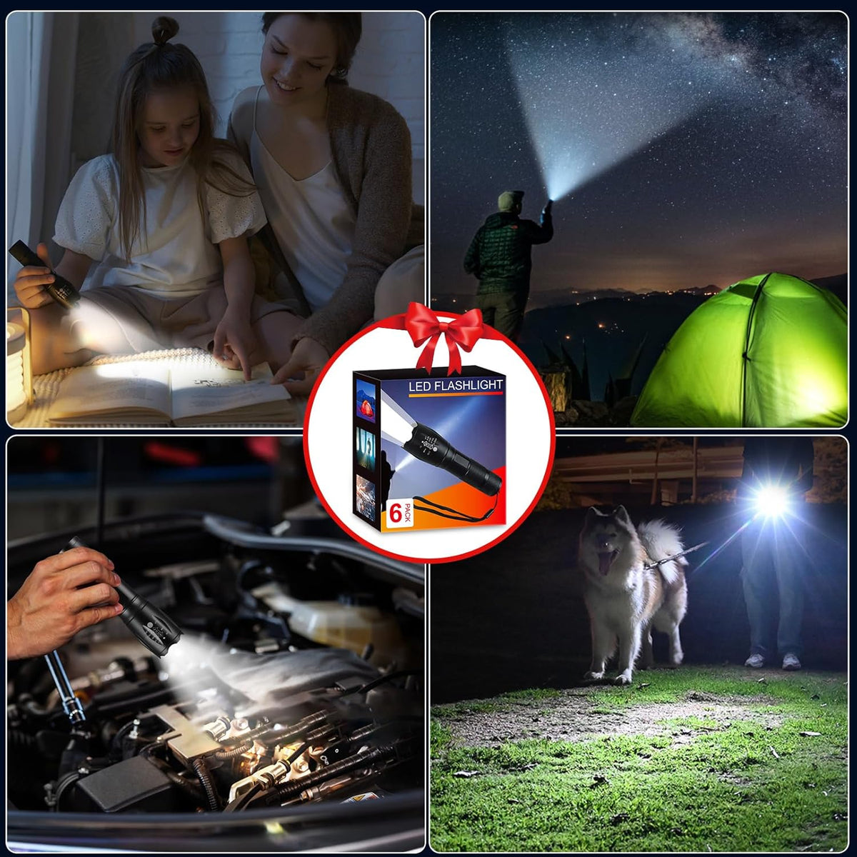 6Pack LED Flashlights High Lumens, 5Mode Tactical Flashlight for Home, Small Flashlights Powerful, Pocket Flashlight Battery Powered, Adjustable Torch Light, Mini Flash Light for Emergencies Camping