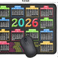 Mouse Pad with Stitched Edge, Computer Mouse Mat with Non-Slip Rubber Base, Mouse Pads for Computers Laptop Mouse 9.6x7.9x0.1 inch, (2026 Calendar Black)