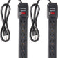 Surge Protector Power Strip, 6-Outlet with 200J Protection, 2ft Extension Cord, Rectangle, Black (2 Pack)