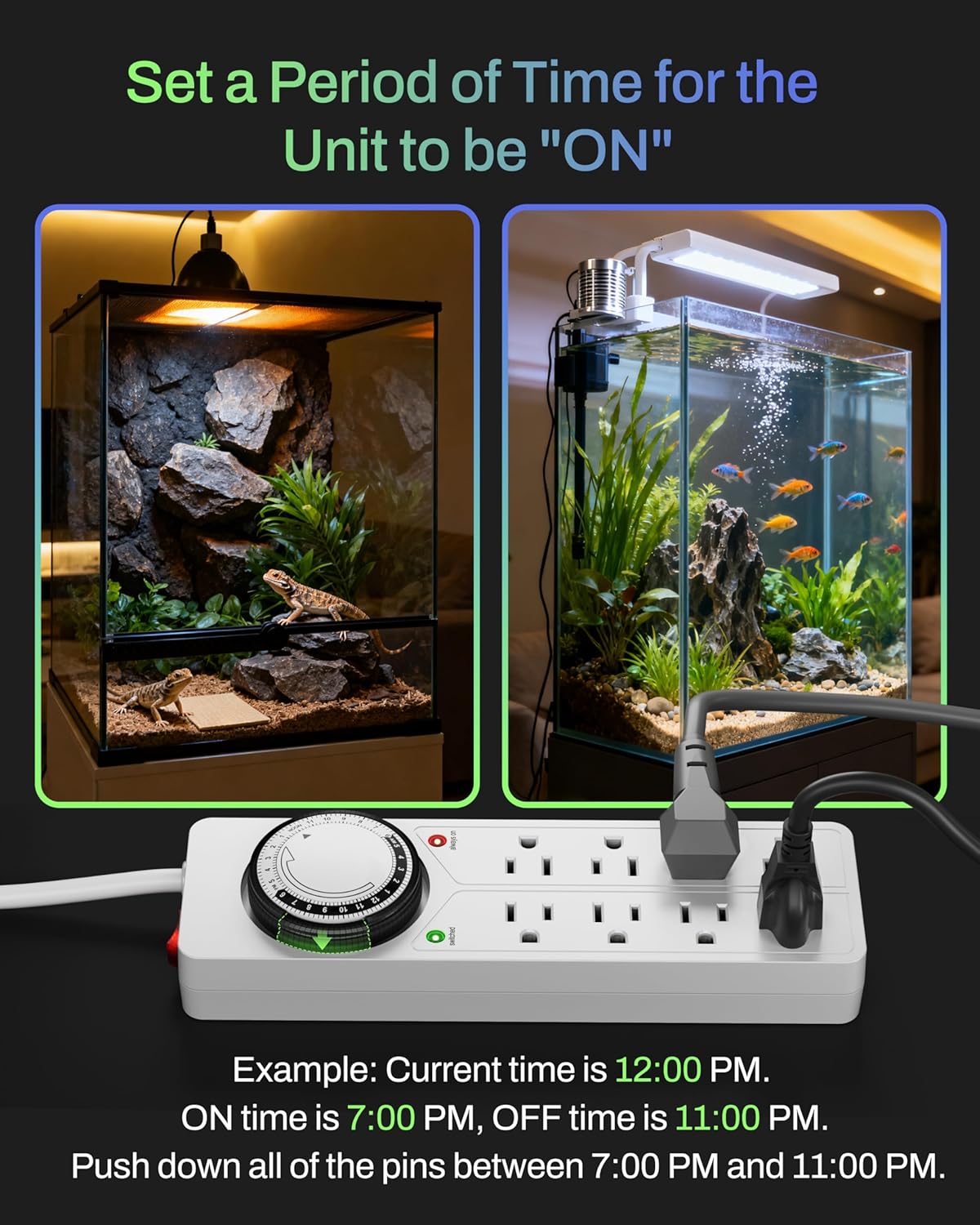 BN-LINK 8 Outlet Surge Protector with Mechanical Timer (4 Outlets Timed, 4 Outlets Always On) - White