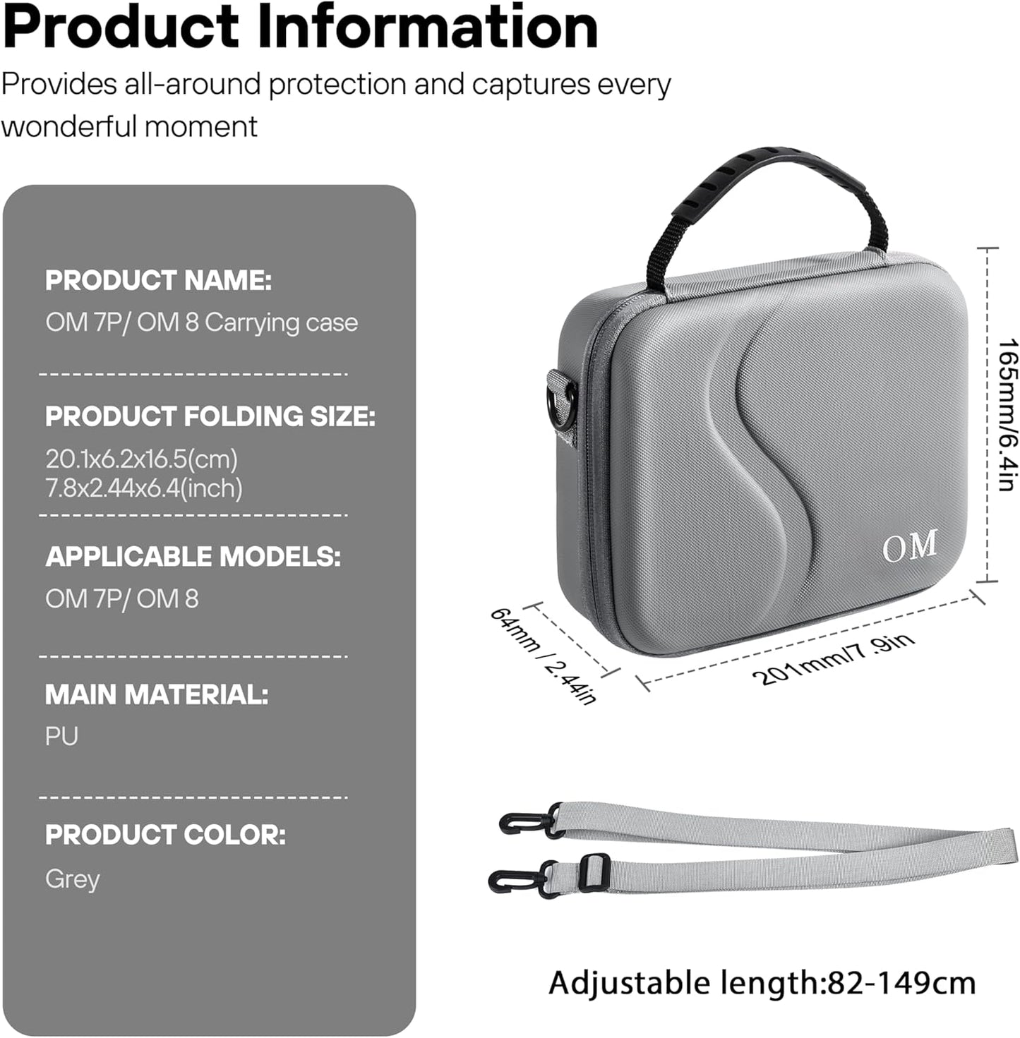 STARTRC PHOTO Osmo Mobile 7P/8 Case, Portable PU Shoulder Bag for DJI OM 7 Pro/OM8 Gimbal Stabilizer Travel Case for DJI Osmo Mobile 8/7/7P Accessories