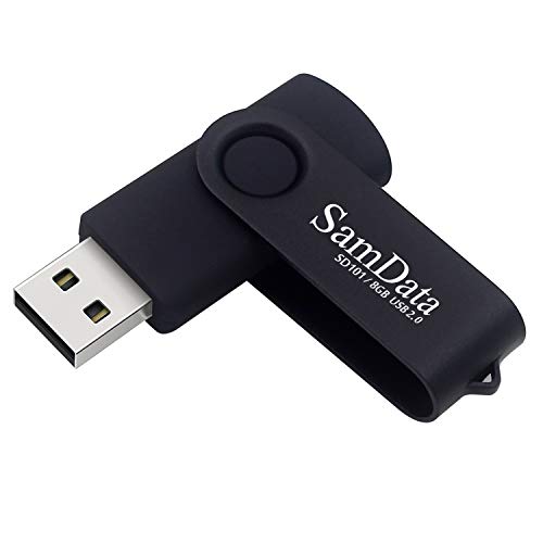 8GB USB Flash Drive – Swivel Thumb Drive with LED Light, USB 2.0, Black