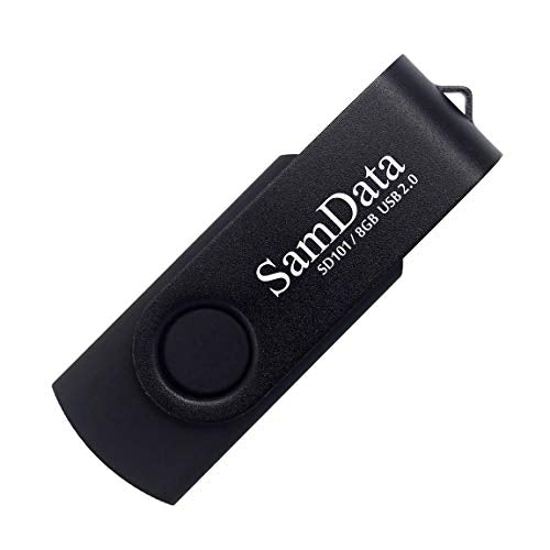 8GB USB Flash Drive – Swivel Thumb Drive with LED Light, USB 2.0, Black