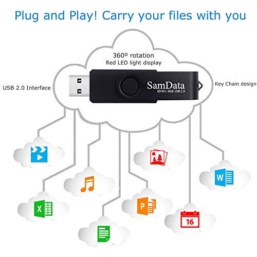 8GB USB Flash Drive – Swivel Thumb Drive with LED Light, USB 2.0, Black