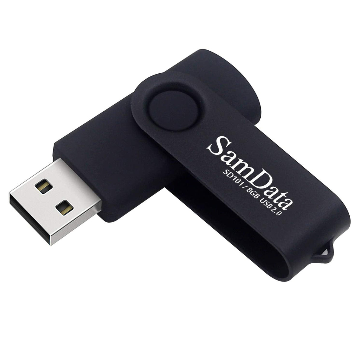 8GB USB Flash Drive – Swivel Thumb Drive with LED Light, USB 2.0, Black