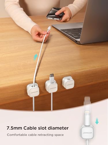 9 Pack Magnetic Cable Clips, Cable Smooth Adjustable, Cord Holder, Under Desk Cable Management, JOYROOM Adhesive Wire Holder Keeper Organizer