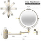 9" Wall Mounted Lighted Makeup Mirror, 4000mAh Rechargeable Double Sided 1X/10X Magnifying Mirror with Light, 3 Color Lights, Touch Dimmable