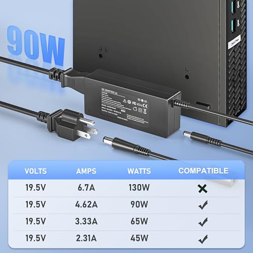90W AC Adapter for Dell OptiPlex Micro 9020 7010 7020 7040 7050 7060 7070 7080 5050 5060 5070 5080 5090 3040 3046 3050 3070 3080 3090 MFF Business