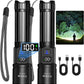 Rechargeable Flashlights 2 Pack, Super Bright High Lumens Flash Light, 5 Modes Zoomable Linternas with LCD Digital Display, Powerful Handheld LED Flashlights for Home Emergencies Camping