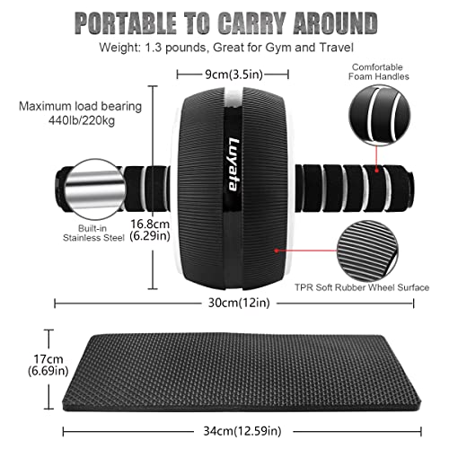 Ab Roller Wheel, 10-In-1 Ab Exercise Wheels Kit with Resistance Bands, Knee Mat, Jump Rope, Push-Up Bar - Home Gym Equipment