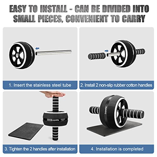 Ab Roller Wheel, 10-In-1 Ab Exercise Wheels Kit with Resistance Bands, Knee Mat, Jump Rope, Push-Up Bar - Home Gym Equipment