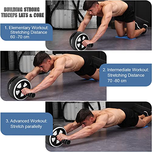 Ab Roller Wheel, 10-In-1 Ab Exercise Wheels Kit with Resistance Bands, Knee Mat, Jump Rope, Push-Up Bar - Home Gym Equipment