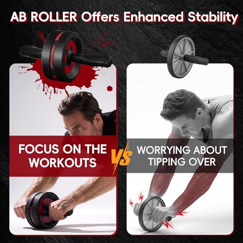 Ab Roller Wheel for Abs Workout - Abdominal Exercise Equipment with 2 Knee Pads for Home Gym, Core Strength Training, Fitness Equipment