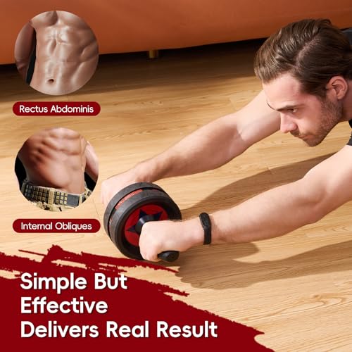 Ab Roller Wheel for Abs Workout - Abdominal Exercise Equipment with 2 Knee Pads for Home Gym, Core Strength Training, Fitness Equipment