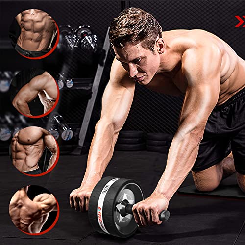 Ab Rollers Wheel Kit, Exercise Wheel Core Strength Training Abdominal Roller Set with Push Up Bars, Resistance Bands