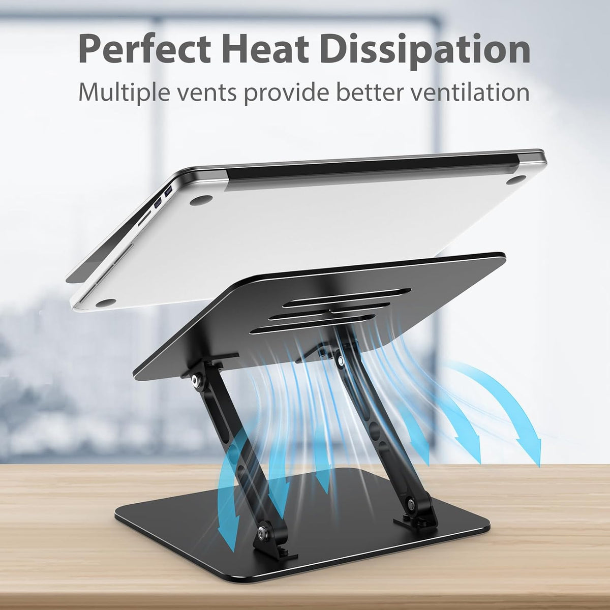 Adjustable Laptop Stand for Desk, Metal Foldable Laptop Riser Holder, Portable Desktop Book Stands, Ventilated Cooling Computer Notebook Stand