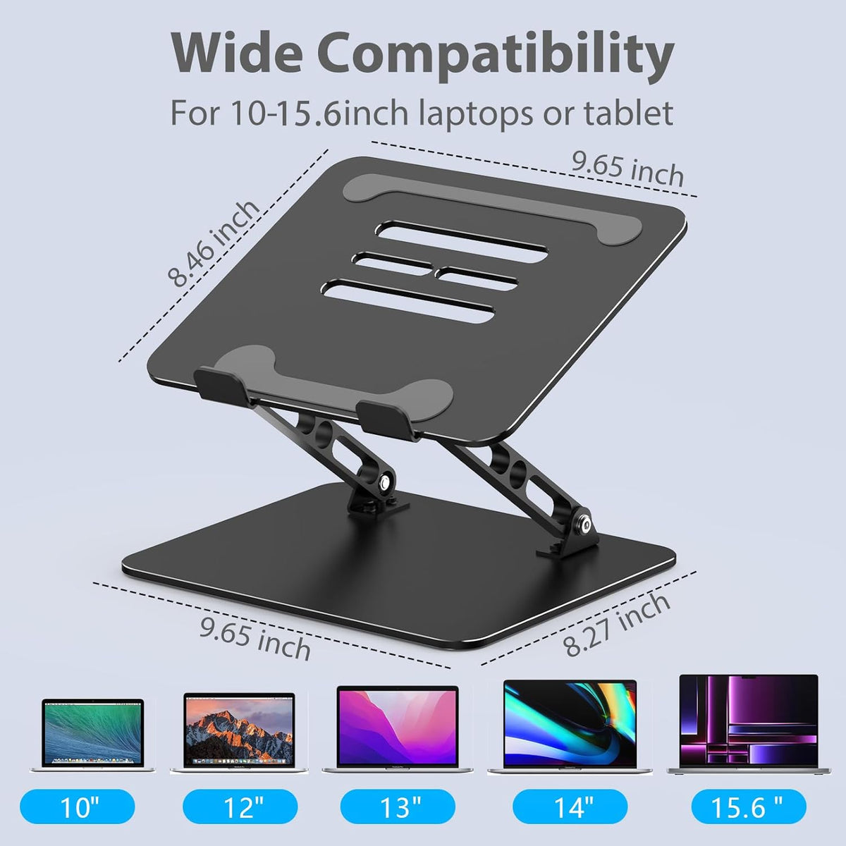 Adjustable Laptop Stand for Desk, Metal Foldable Laptop Riser Holder, Portable Desktop Book Stands, Ventilated Cooling Computer Notebook Stand