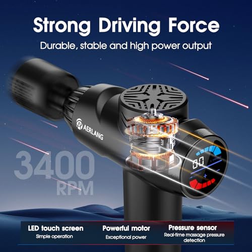 AERLANG Massage Gun with Heat and Cold, Deep Tissue Percussion Muscle Massager for Back and Neck