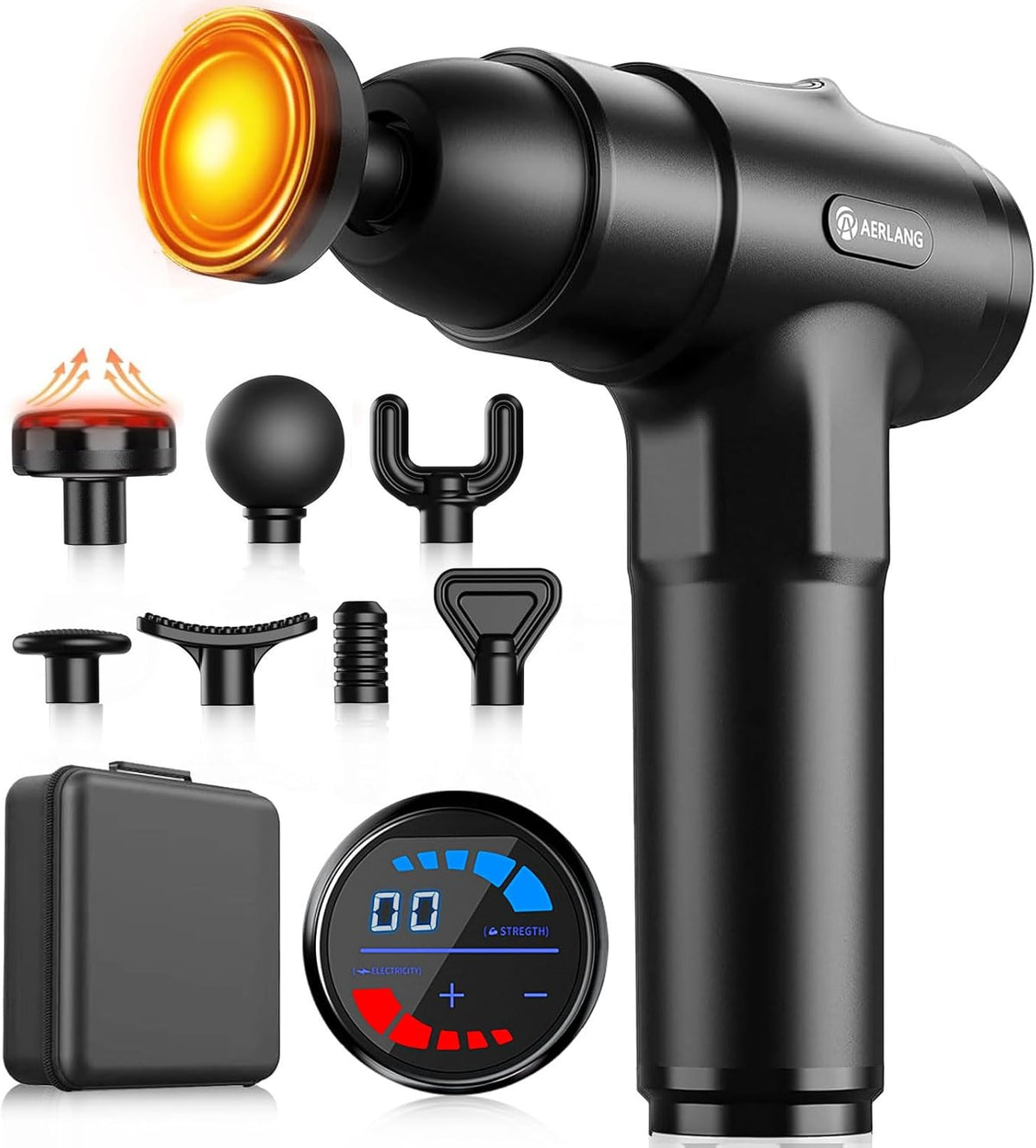 AERLANG Massage Gun with Heat, Deep Tissue Percussion Muscle Massager for Back and Neck
