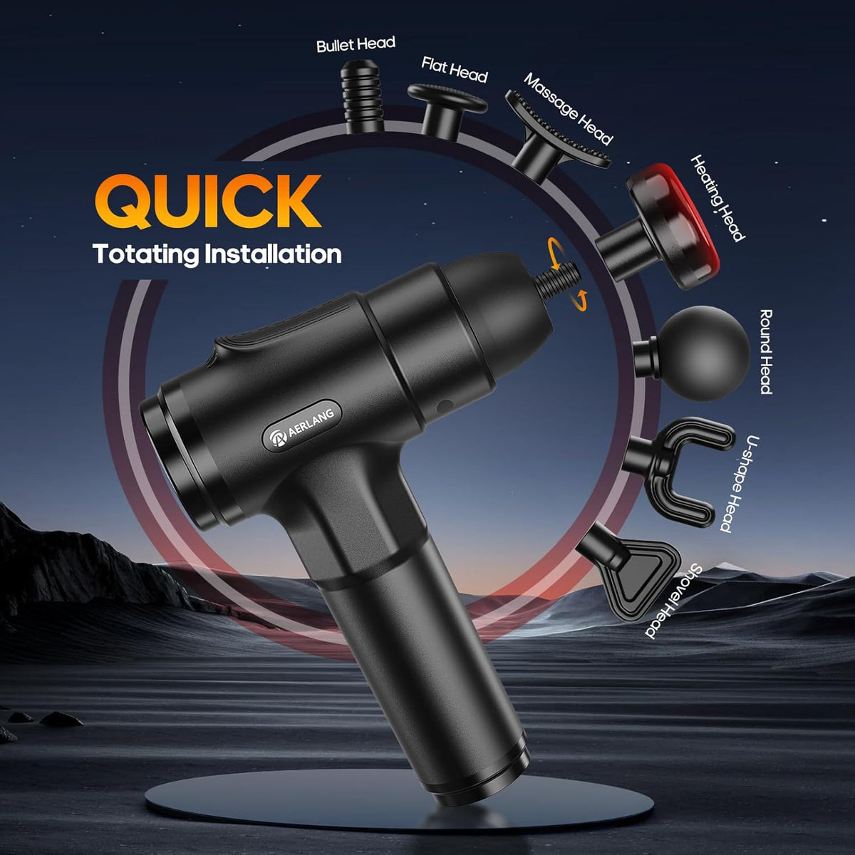 AERLANG Massage Gun with Heat, Deep Tissue Percussion Muscle Massager for Back and Neck