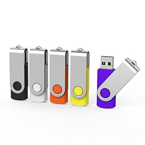 Aiibe 5 Pack 64GB USB Flash Drive 64 GB Flash Drives Thumb Drive Swivel USB Stick USB 2.0 Pen Drive