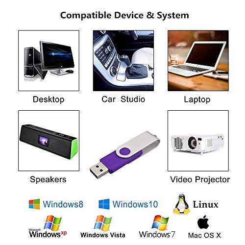 Aiibe 5 Pack 64GB USB Flash Drive 64 GB Flash Drives Thumb Drive Swivel USB Stick USB 2.0 Pen Drive
