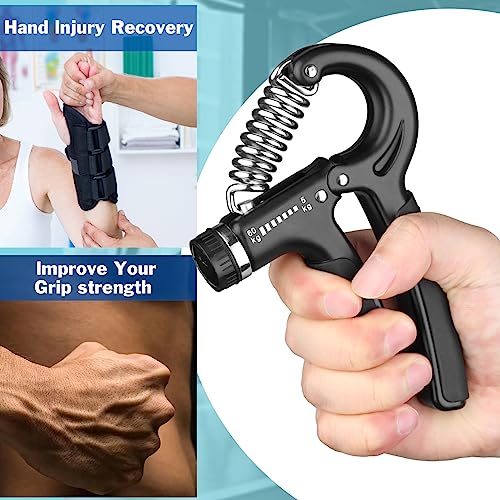 AIXPI Grip Strength Trainer, Hand Grip Exerciser Strengthener with Adjustable Resistance 11-132 Lbs (5-60kg), Forearm Strengthener