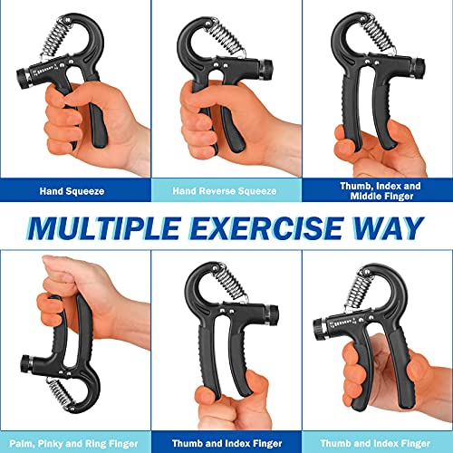 AIXPI Grip Strength Trainer, Hand Grip Exerciser Strengthener with Adjustable Resistance 11-132 Lbs (5-60kg), Forearm Strengthener