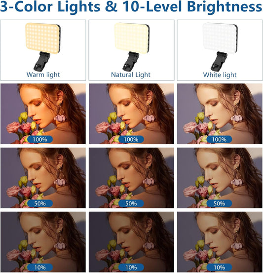 ALTSON 60 LED Portable Selfie Light Video Conference Lighting with Clip & Camera Tripod Adapter Rechargeable 2200mAh CRI 97
