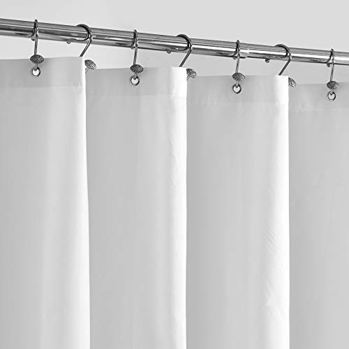 ALYVIA SPRING Waterproof Fabric Shower Curtain Liner with 3 Magnets - Soft Hotel Quality Cloth Shower Liner, Light-Weight & Machine Washable (White)