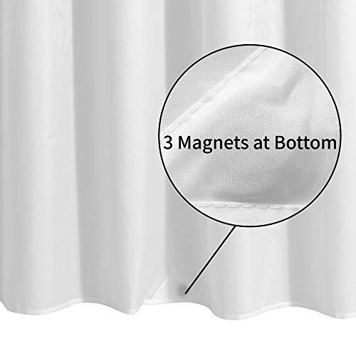 ALYVIA SPRING Waterproof Fabric Shower Curtain Liner with 3 Magnets - Soft Hotel Quality Cloth Shower Liner, Light-Weight & Machine Washable (White)