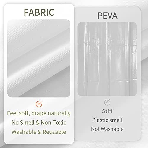 ALYVIA SPRING Waterproof Fabric Shower Curtain Liner with 3 Magnets - Soft Hotel Quality Cloth Shower Liner, Light-Weight & Machine Washable (White)