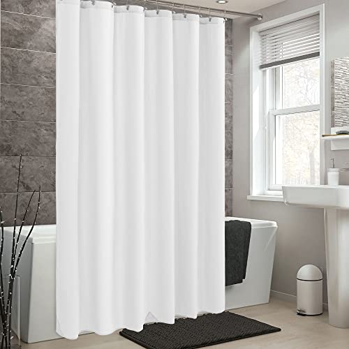 ALYVIA SPRING Waterproof Fabric Shower Curtain Liner with 3 Magnets - Soft Hotel Quality Cloth Shower Liner, Light-Weight & Machine Washable (White)