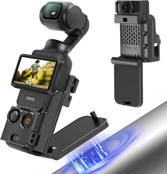 AMAZEAR Magnetic Mount Stand Compatible with DJI Osmo Pocket 3, Upgraded Pocket3 Accessories Adapter Clamp Magnet Suction Case Holder (Black)