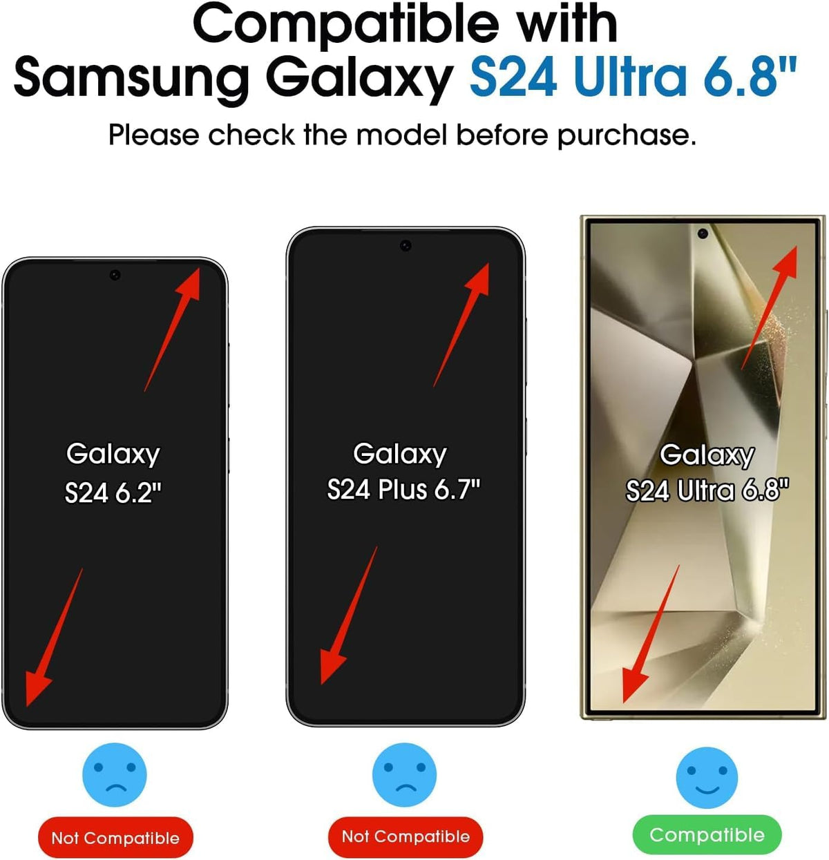 amFilm Auto-Alignment OneTouch for Samsung Galaxy S24 Ultra 6.8'' Screen Protector + Camera Lens Protector, Tempered Glass (2+2 Pack)