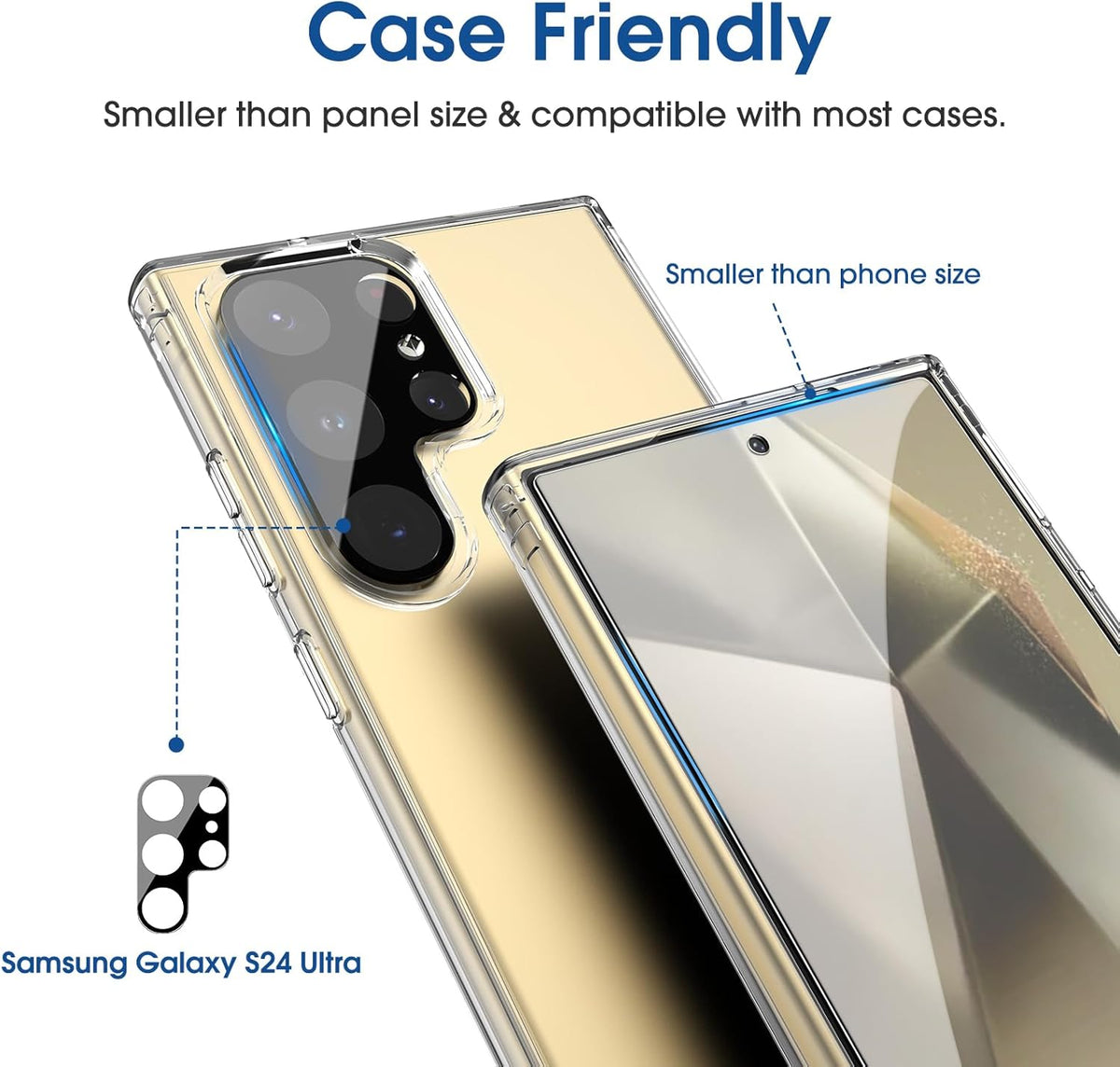 amFilm Auto-Alignment OneTouch for Samsung Galaxy S24 Ultra 6.8'' Screen Protector + Camera Lens Protector, Tempered Glass (2+2 Pack)