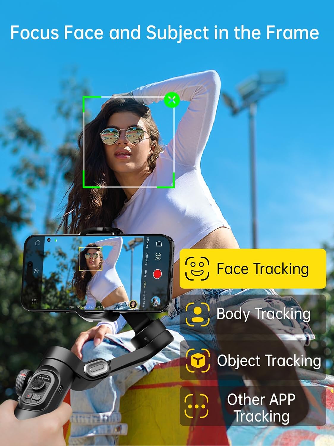 AOCHUAN Phone Gimbal Stabilizer 3-Axis Smartphone Foldable Handheld Gimbal for iPhone with Focus Wheel TikTok YouTube Vlog Stabilizer