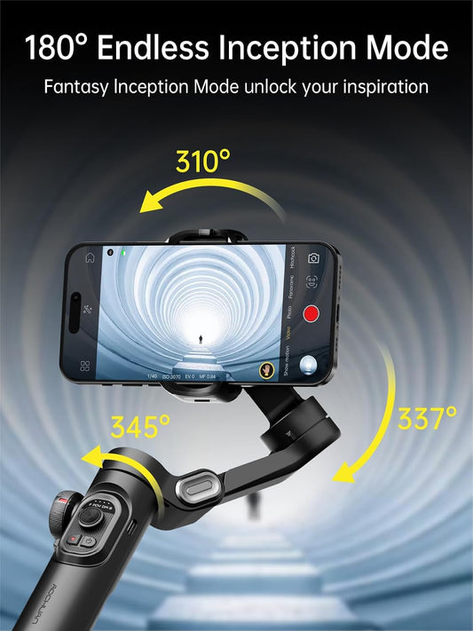 AOCHUAN Phone Gimbal Stabilizer 3-Axis Smartphone Foldable Handheld Gimbal for iPhone with Focus Wheel TikTok YouTube Vlog Stabilizer