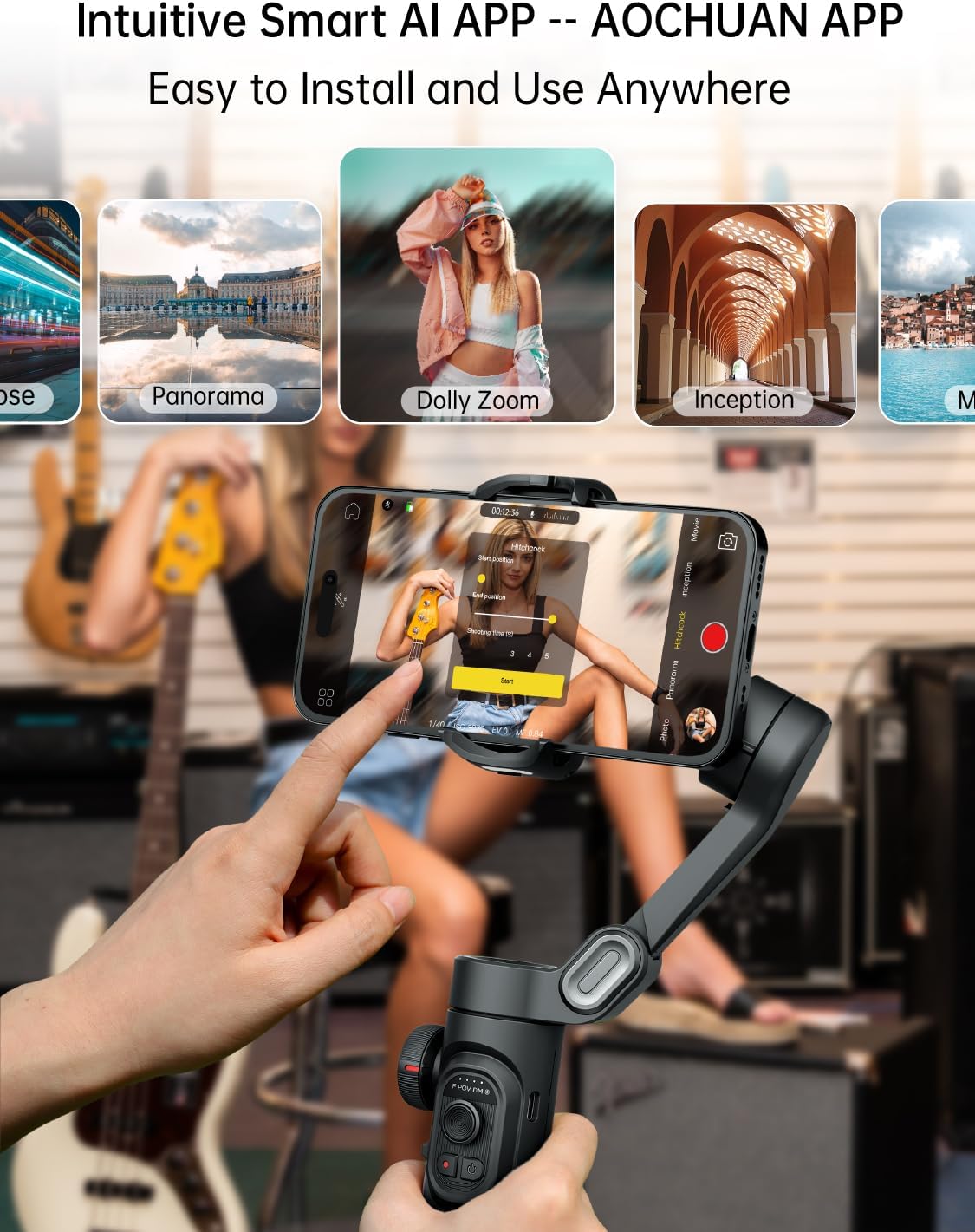 AOCHUAN Phone Gimbal Stabilizer 3-Axis Smartphone Foldable Handheld Gimbal for iPhone with Focus Wheel TikTok YouTube Vlog Stabilizer