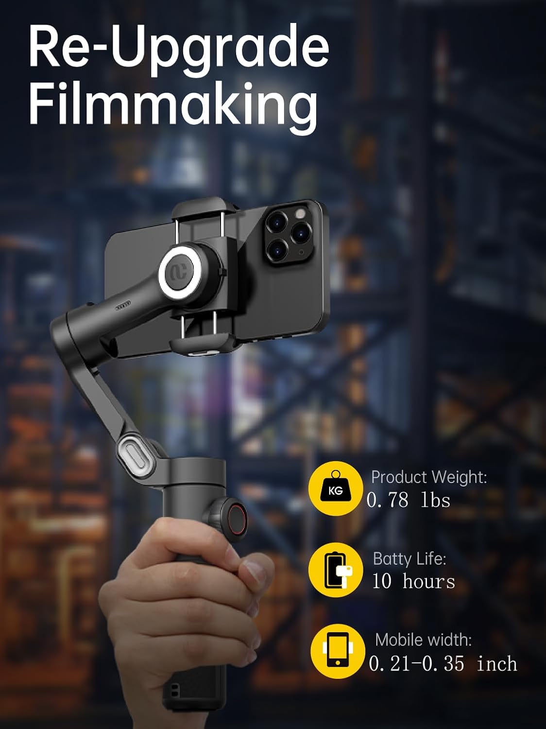 AOCHUAN Phone Gimbal Stabilizer 3-Axis Smartphone Foldable Handheld Gimbal for iPhone with Focus Wheel TikTok YouTube Vlog Stabilizer