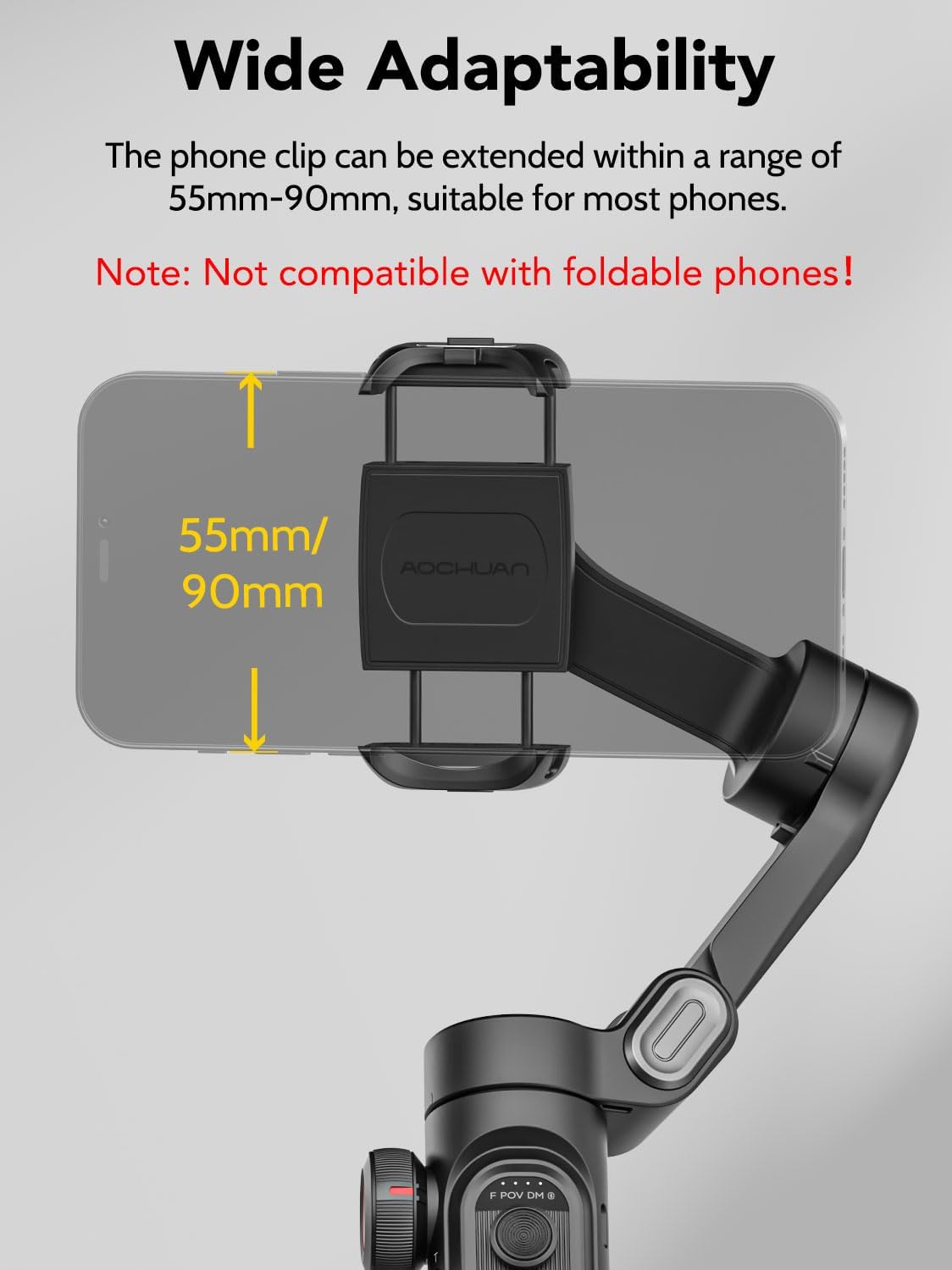 AOCHUAN Phone Gimbal Stabilizer 3-Axis Smartphone Foldable Handheld Gimbal for iPhone with Focus Wheel TikTok YouTube Vlog Stabilizer