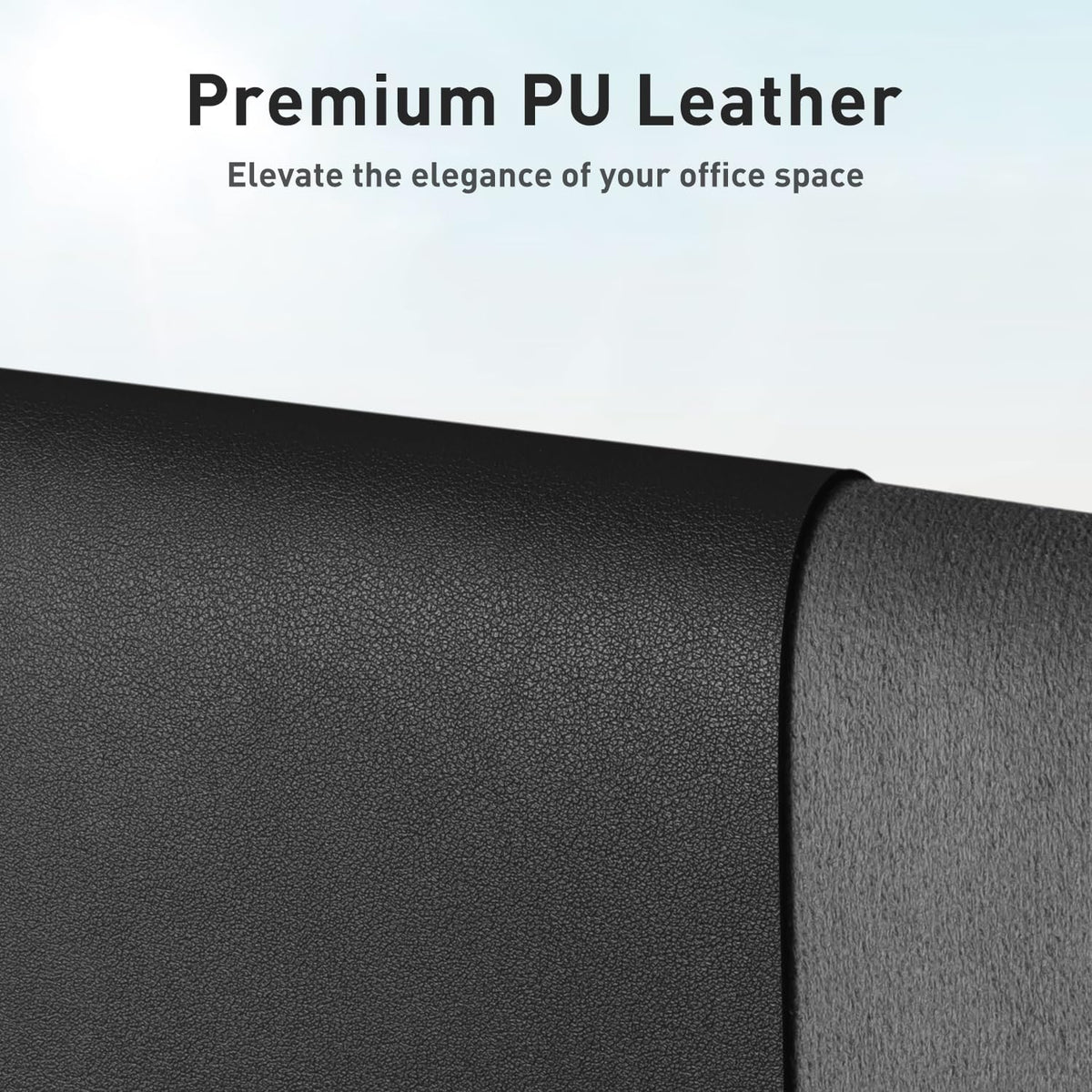 Aothia Non-Slip Waterproof PU Leather Desk Pad Protector for Mouse, Writing Desk, Office, Home, Laptop Blotter, 23.6" x 13.7", Black