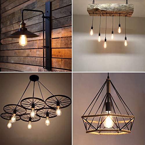 Ascher Vintage LED Edison Bulbs, 6W, Equivalent 60W, Non-Dimmable, High Brightness Warm White 2700K, ST58 Antique LED Filament Bulbs (Pack of 4)