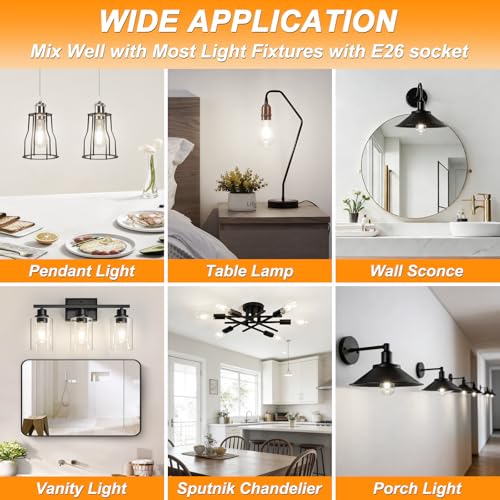 Ascher Vintage LED Edison Bulbs, 6W, Equivalent 60W, Non-Dimmable, High Brightness Cool White 4000K, ST58 Antique LED Filament Bulbs (Pack of 6)