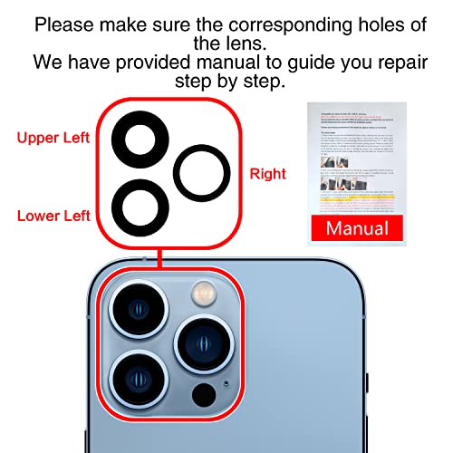ASDAWN Back Camera Lens Glass Replacement for iPhone 13 Pro and 13 Pro Max, Rear Lens Glass Replacement kit